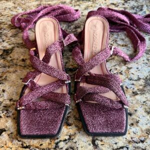 Nodaleto Glittery Lace-Up Heels